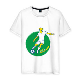 Мужская футболка хлопок с принтом Футболист 4 в Кировске, 100% хлопок | прямой крой, круглый вырез горловины, длина до линии бедер, слегка спущенное плечо. | football | футбол