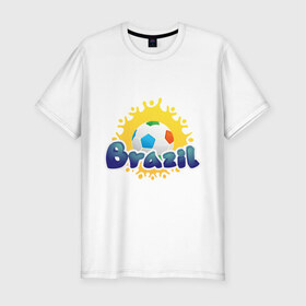 Мужская футболка премиум с принтом Brasil 2014 в Кировске, 92% хлопок, 8% лайкра | приталенный силуэт, круглый вырез ворота, длина до линии бедра, короткий рукав | бразилия