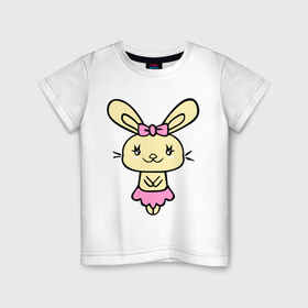 Детская футболка хлопок с принтом Зайка - девочка в Кировске, 100% хлопок | круглый вырез горловины, полуприлегающий силуэт, длина до линии бедер | 