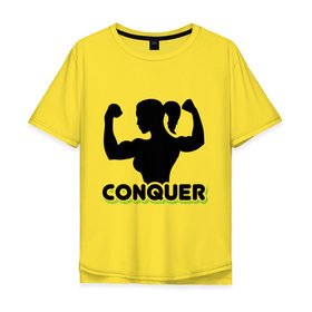 Мужская футболка хлопок Oversize с принтом Conquer в Кировске, 100% хлопок | свободный крой, круглый ворот, “спинка” длиннее передней части | Тематика изображения на принте: 