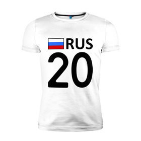 Мужская футболка премиум с принтом Чеченская республика (20) в Кировске, 92% хлопок, 8% лайкра | приталенный силуэт, круглый вырез ворота, длина до линии бедра, короткий рукав | 20 | регион | республика | россия | чечня