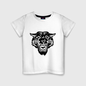 Детская футболка хлопок с принтом Свирепый тигр в Кировске, 100% хлопок | круглый вырез горловины, полуприлегающий силуэт, длина до линии бедер | голова | злой | свирепый | тигр