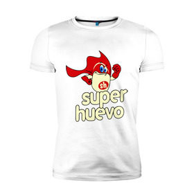 Мужская футболка премиум с принтом Super Huevo в Кировске, 92% хлопок, 8% лайкра | приталенный силуэт, круглый вырез ворота, длина до линии бедра, короткий рукав | huevo | super | герой | супер