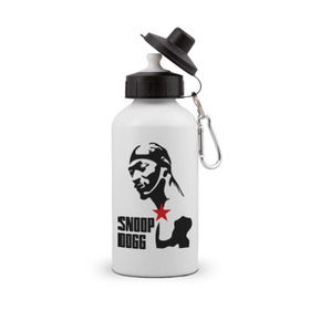 Бутылка спортивная с принтом Snoop Dogg в Кировске, металл | емкость — 500 мл, в комплекте две пластиковые крышки и карабин для крепления | dogg | snoop | дог | снуп