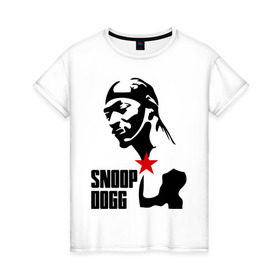 Женская футболка хлопок с принтом Snoop Dogg в Кировске, 100% хлопок | прямой крой, круглый вырез горловины, длина до линии бедер, слегка спущенное плечо | dogg | snoop | дог | снуп