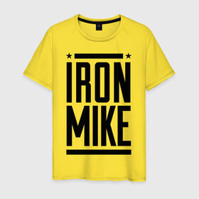 Мужская футболка хлопок с принтом Iron Mike в Кировске, 100% хлопок | прямой крой, круглый вырез горловины, длина до линии бедер, слегка спущенное плечо. | iron | mike | бокс | железный | замбидис | майк | чемпион