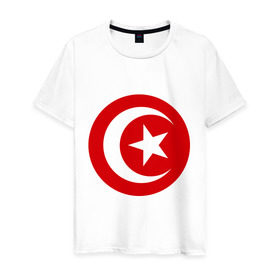 Мужская футболка хлопок с принтом Тунис в Кировске, 100% хлопок | прямой крой, круглый вырез горловины, длина до линии бедер, слегка спущенное плечо. | звезда | полумесяц | тунис | флаг