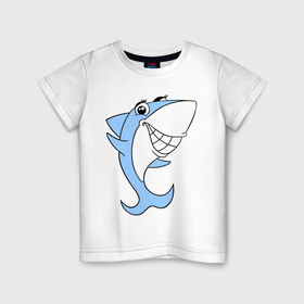 Детская футболка хлопок с принтом Акула девочка в Кировске, 100% хлопок | круглый вырез горловины, полуприлегающий силуэт, длина до линии бедер | акула | девочка | милая | улыбка