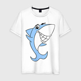Мужская футболка хлопок с принтом Акула девочка в Кировске, 100% хлопок | прямой крой, круглый вырез горловины, длина до линии бедер, слегка спущенное плечо. | акула | девочка | милая | улыбка