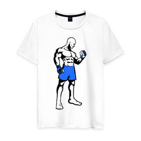 Мужская футболка хлопок с принтом Суровый боец в Кировске, 100% хлопок | прямой крой, круглый вырез горловины, длина до линии бедер, слегка спущенное плечо. | боец | боксер | спортсмен | суровый