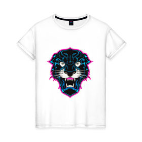 Женская футболка хлопок с принтом Пантера в Кировске, 100% хлопок | прямой крой, круглый вырез горловины, длина до линии бедер, слегка спущенное плечо | art | kat | panther | swag | арт | кошка | пантера | свэг