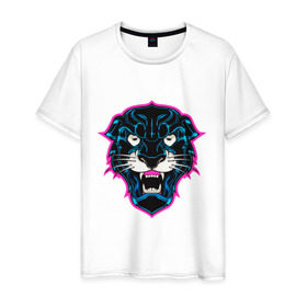 Мужская футболка хлопок с принтом Пантера в Кировске, 100% хлопок | прямой крой, круглый вырез горловины, длина до линии бедер, слегка спущенное плечо. | art | kat | panther | swag | арт | кошка | пантера | свэг