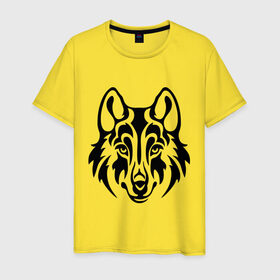 Мужская футболка хлопок с принтом Морда волка в Кировске, 100% хлопок | прямой крой, круглый вырез горловины, длина до линии бедер, слегка спущенное плечо. | волк | голова | тату