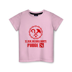 Детская футболка хлопок с принтом Hook Pudge Dota2 в Кировске, 100% хлопок | круглый вырез горловины, полуприлегающий силуэт, длина до линии бедер | butcher | chain | dota | hook | pudgee | shoppe | дота | крюк | мясник | пудж | цепь