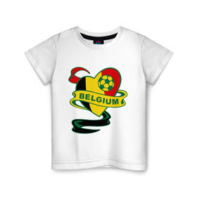 Детская футболка хлопок с принтом Сборная Бельгии по Футболу в Кировске, 100% хлопок | круглый вырез горловины, полуприлегающий силуэт, длина до линии бедер | belgium | бельгия | мяч | сборная | флаг бельгии | футбол