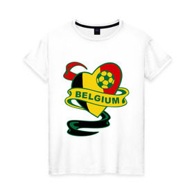 Женская футболка хлопок с принтом Сборная Бельгии по Футболу в Кировске, 100% хлопок | прямой крой, круглый вырез горловины, длина до линии бедер, слегка спущенное плечо | belgium | бельгия | мяч | сборная | флаг бельгии | футбол