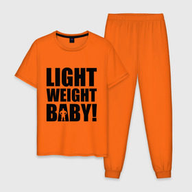 Мужская пижама хлопок с принтом Light weight babby в Кировске, 100% хлопок | брюки и футболка прямого кроя, без карманов, на брюках мягкая резинка на поясе и по низу штанин
 | baby | light | weight | вес | детка | крошка | легкий