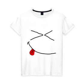 Женская футболка хлопок с принтом Смайл ржунемогу в Кировске, 100% хлопок | прямой крой, круглый вырез горловины, длина до линии бедер, слегка спущенное плечо | smile | смайл | смайлик | улыбка | улыбочка | язык
