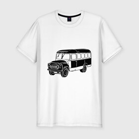 Мужская футболка премиум с принтом Автобус в Кировске, 92% хлопок, 8% лайкра | приталенный силуэт, круглый вырез ворота, длина до линии бедра, короткий рукав | 