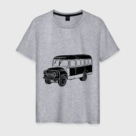 Мужская футболка хлопок с принтом Автобус в Кировске, 100% хлопок | прямой крой, круглый вырез горловины, длина до линии бедер, слегка спущенное плечо. | 
