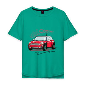Мужская футболка хлопок Oversize с принтом Mini Cooper в Кировске, 100% хлопок | свободный крой, круглый ворот, “спинка” длиннее передней части | mini cooper | автомобиль | машина | мини купер | миникупер