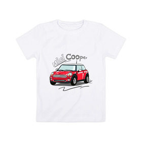 Детская футболка хлопок с принтом Mini Cooper в Кировске, 100% хлопок | круглый вырез горловины, полуприлегающий силуэт, длина до линии бедер | mini cooper | автомобиль | машина | мини купер | миникупер