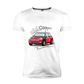 Мужская футболка премиум с принтом Mini Cooper в Кировске, 92% хлопок, 8% лайкра | приталенный силуэт, круглый вырез ворота, длина до линии бедра, короткий рукав | mini cooper | автомобиль | машина | мини купер | миникупер