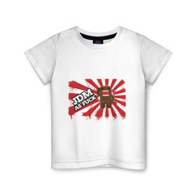 Детская футболка хлопок с принтом DOMO-JDM в Кировске, 100% хлопок | круглый вырез горловины, полуприлегающий силуэт, длина до линии бедер | domo kun | jdm | street racing | style | автотюнинг | домо кун | домокун | японские авто