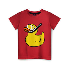 Детская футболка хлопок с принтом Утенок пловец в Кировске, 100% хлопок | круглый вырез горловины, полуприлегающий силуэт, длина до линии бедер | акваланг | водолаз | пловец | утенок | утка | утя