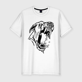 Мужская футболка премиум с принтом Злая собака в Кировске, 92% хлопок, 8% лайкра | приталенный силуэт, круглый вырез ворота, длина до линии бедра, короткий рукав | злая | злой | оскал | пасть | пес | собака