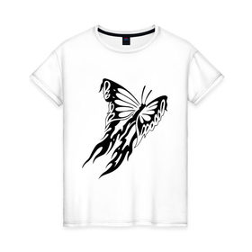 Женская футболка хлопок с принтом Мотылек в Кировске, 100% хлопок | прямой крой, круглый вырез горловины, длина до линии бедер, слегка спущенное плечо | бабочка