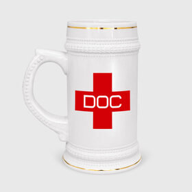 Кружка пивная с принтом Доктор в Кировске,  керамика (Материал выдерживает высокую температуру, стоит избегать резкого перепада температур) |  объем 630 мл | doc | док | доктор | красный | крест