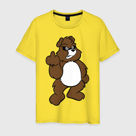 Мужская футболка хлопок с принтом Сердитый мишка в Кировске, 100% хлопок | прямой крой, круглый вырез горловины, длина до линии бедер, слегка спущенное плечо. | злой | медведь | мишка | сердитый