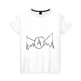 Женская футболка хлопок с принтом Aerosmith (draw logo) в Кировске, 100% хлопок | прямой крой, круглый вырез горловины, длина до линии бедер, слегка спущенное плечо | Тематика изображения на принте: aerosmith | draw | logo | логотип | рисованный