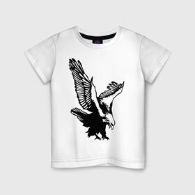 Детская футболка хлопок с принтом Орлиный размах крыльев в Кировске, 100% хлопок | круглый вырез горловины, полуприлегающий силуэт, длина до линии бедер | взлет | кондор | коршун | орел | полет | птица | сокол