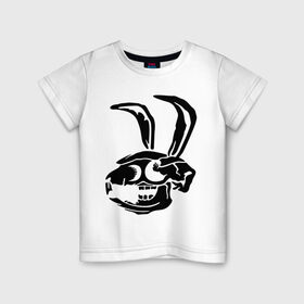Детская футболка хлопок с принтом Дохлый кролик в Кировске, 100% хлопок | круглый вырез горловины, полуприлегающий силуэт, длина до линии бедер | скелет