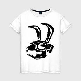 Женская футболка хлопок с принтом Дохлый кролик в Кировске, 100% хлопок | прямой крой, круглый вырез горловины, длина до линии бедер, слегка спущенное плечо | скелет