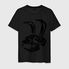 Мужская футболка хлопок с принтом Дохлый кролик в Кировске, 100% хлопок | прямой крой, круглый вырез горловины, длина до линии бедер, слегка спущенное плечо. | скелет