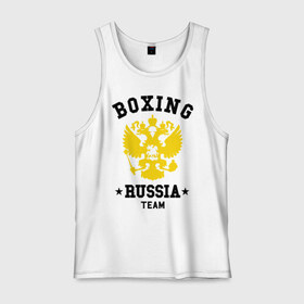 Мужская майка хлопок с принтом Boxing Russia Team в Кировске, 100% хлопок |  | boxing | russia | team | бокс | герб | орел | россия | русский