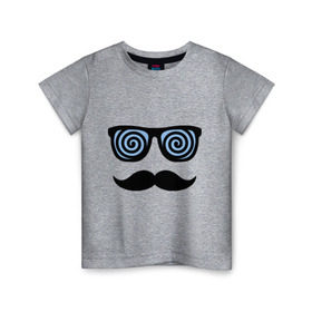 Детская футболка хлопок с принтом Гипноз в Кировске, 100% хлопок | круглый вырез горловины, полуприлегающий силуэт, длина до линии бедер | Тематика изображения на принте: гипноз | очки | роговые | спираль | усы | хипстер