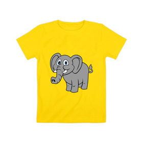 Детская футболка хлопок с принтом Милый слоник в Кировске, 100% хлопок | круглый вырез горловины, полуприлегающий силуэт, длина до линии бедер | слон