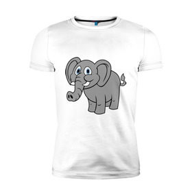Мужская футболка премиум с принтом Милый слоник в Кировске, 92% хлопок, 8% лайкра | приталенный силуэт, круглый вырез ворота, длина до линии бедра, короткий рукав | слон