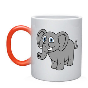 Кружка хамелеон с принтом Милый слоник в Кировске, керамика | меняет цвет при нагревании, емкость 330 мл | слон