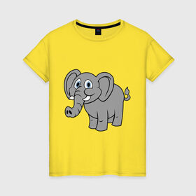 Женская футболка хлопок с принтом Милый слоник в Кировске, 100% хлопок | прямой крой, круглый вырез горловины, длина до линии бедер, слегка спущенное плечо | Тематика изображения на принте: слон