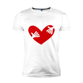 Мужская футболка премиум с принтом Сердце занято в Кировске, 92% хлопок, 8% лайкра | приталенный силуэт, круглый вырез ворота, длина до линии бедра, короткий рукав | глаза | занято | мое | руки | сердце