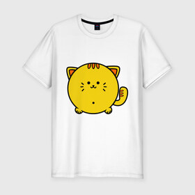 Мужская футболка премиум с принтом Пухлый котик в Кировске, 92% хлопок, 8% лайкра | приталенный силуэт, круглый вырез ворота, длина до линии бедра, короткий рукав | 