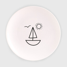 Тарелка 3D с принтом Настроение - море в Кировске, фарфор | диаметр - 210 мм
диаметр для нанесения принта - 120 мм | корабль | лицо | лодка | море | настроение | парус | птица | рожица | солнце | улыбка | чайка | яхта