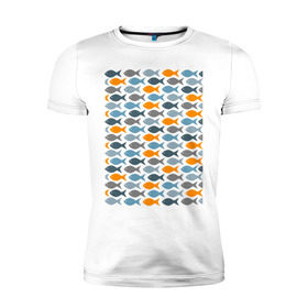 Мужская футболка премиум с принтом Рыбки в Кировске, 92% хлопок, 8% лайкра | приталенный силуэт, круглый вырез ворота, длина до линии бедра, короткий рукав | рыба | рыбалка | туризм