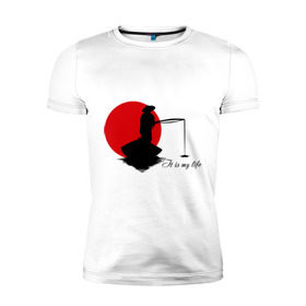 Мужская футболка премиум с принтом Японская ночная рыбалка в Кировске, 92% хлопок, 8% лайкра | приталенный силуэт, круглый вырез ворота, длина до линии бедра, короткий рукав | fishermen | жизнь | рыба | рыбак | рыбалка | солнце | туризм | удочка | укаи | япония