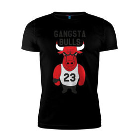 Мужская футболка премиум с принтом Gangsta Bulls в Кировске, 92% хлопок, 8% лайкра | приталенный силуэт, круглый вырез ворота, длина до линии бедра, короткий рукав | bulls | chicago | gangsta | бык | гангстер | чикаго